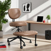 JONPONY Cross Legged Office Chair, Meditation Chair with Lumbar Support, Adjustable Height and Retractable footrest, Home and Office, Durable PU Leather, Black