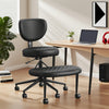 JONPONY Cross Legged Office Chair, Meditation Chair with Lumbar Support, Adjustable Height and Retractable footrest, Home and Office, Durable PU Leather, Black
