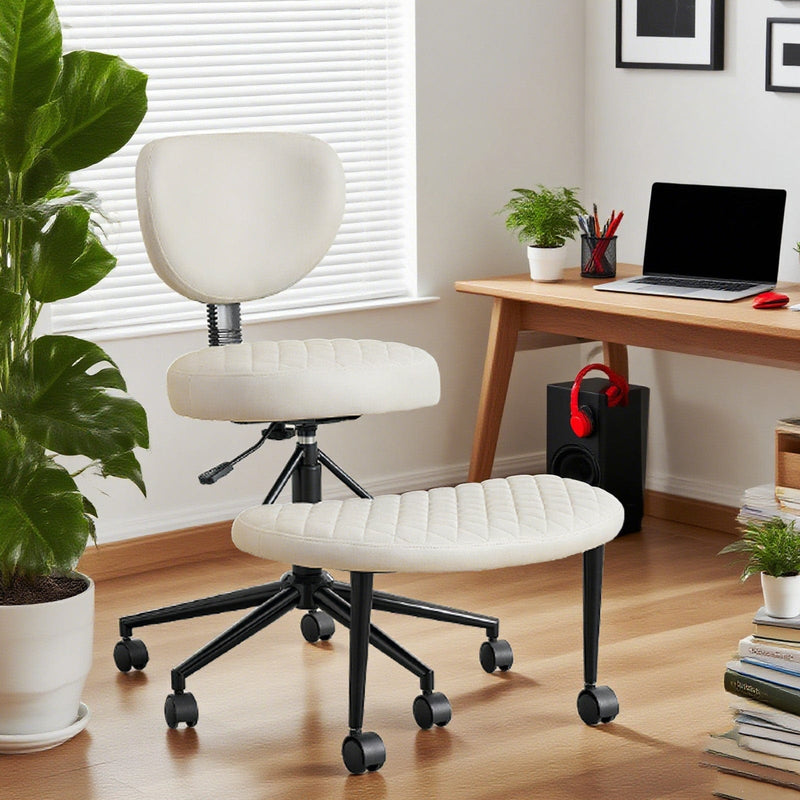 JONPONY Cross Legged Office Chair, Meditation Chair with Lumbar Support, Adjustable Height and Retractable footrest, Home and Office, Technical Fabric, Black