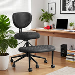 JONPONY Cross Legged Office Chair, Meditation Chair with Lumbar Support, Adjustable Height and Retractable footrest, Home and Office, Technical Fabric, Black