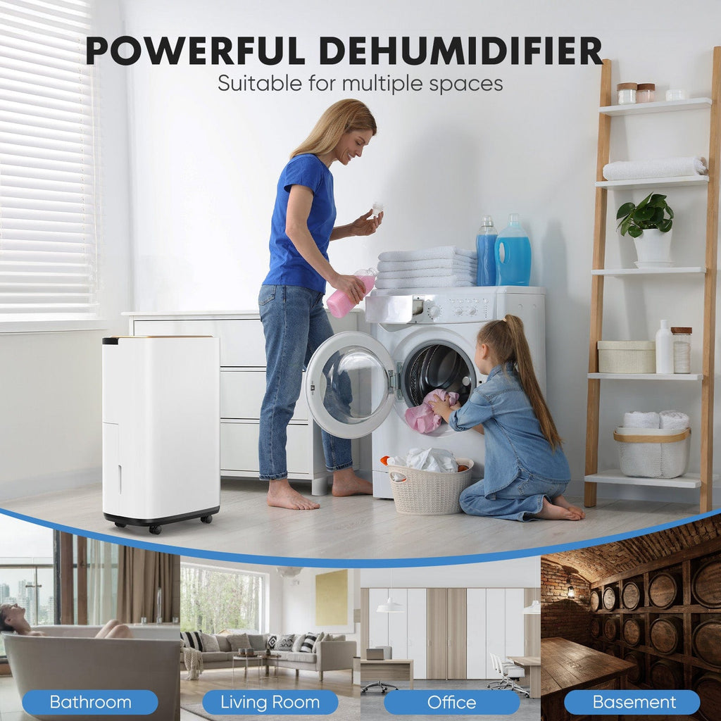 JONPONY Dehumidifier, 2,000 Sq.Ft Coverage, Energy Star Portable Dehumidifier with Drain Hose, Powerful Moisture Removal and Humidity Control for Basement, Bedroom, Bathroom, Large Rooms