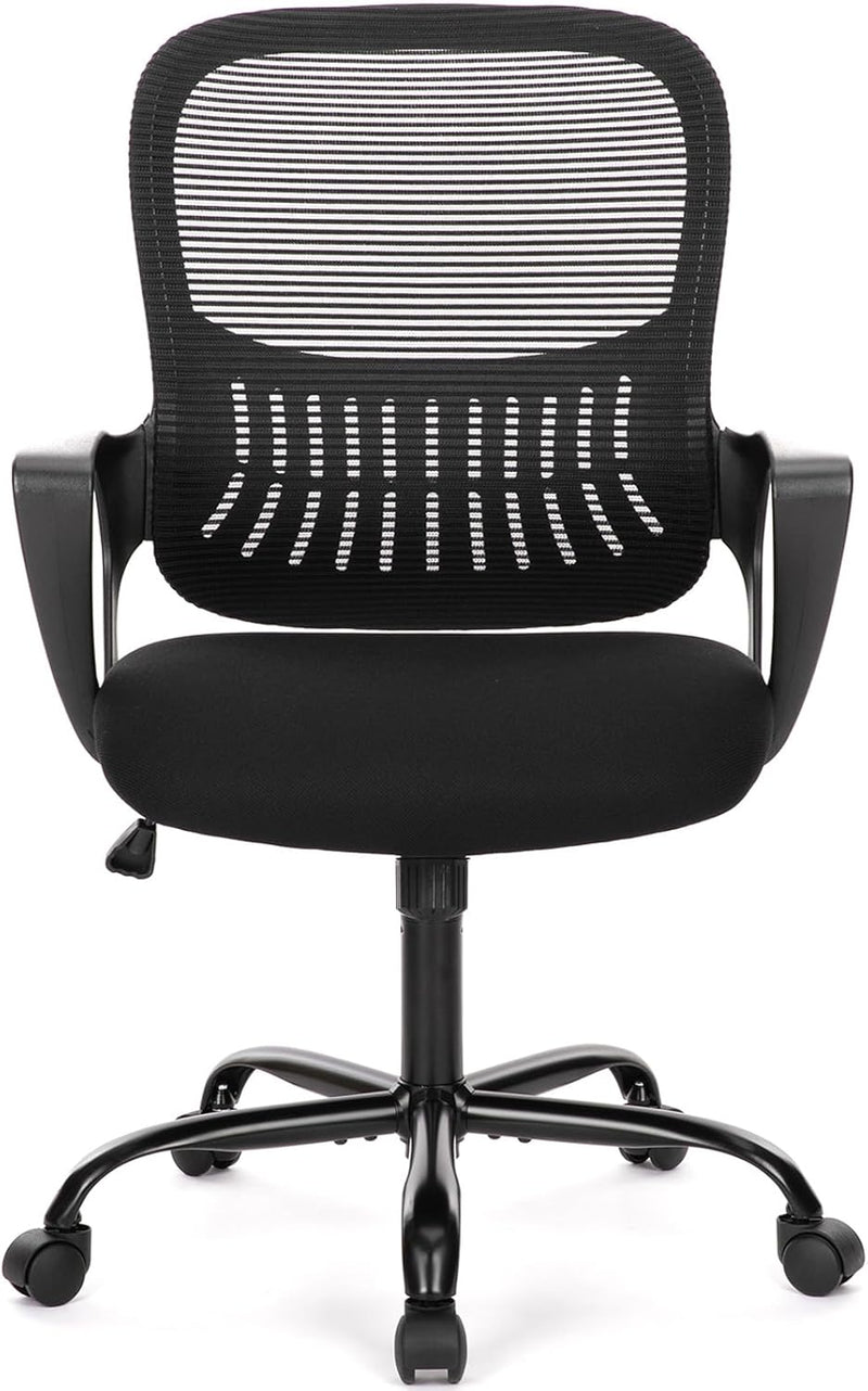 JONPONY Desk Chair,Office Chair with Ergonomic Lumbar Support, Mid-Back Mesh Swivel Rolling Work with Wheels for Home, Office, Bedroom