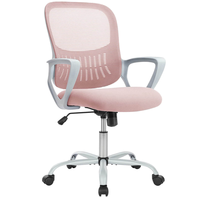 JONPONY Desk Chair,Office Chair with Ergonomic Lumbar Support, Mid-Back Mesh Swivel Rolling Work with Wheels for Home, Office, Bedroom