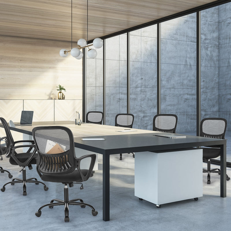 JONPONY Desk Chair,Office Chair with Ergonomic Lumbar Support, Mid-Back Mesh Swivel Rolling Work with Wheels for Home, Office, Bedroom