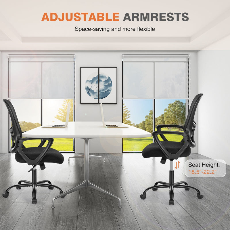 JONPONY Desk Chair,Office Chair with Ergonomic Lumbar Support, Mid-Back Mesh Swivel Rolling Work with Wheels for Home, Office, Bedroom