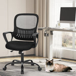 JONPONY Desk Chair,Office Chair with Ergonomic Lumbar Support, Mid-Back Mesh Swivel Rolling Work with Wheels for Home, Office, Bedroom