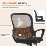 JONPONY Desk Chair,Office Chair with Ergonomic Lumbar Support, Mid-Back Mesh Swivel Rolling Work with Wheels for Home, Office, Bedroom