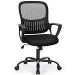 JONPONY Desk Chair,Office Chair with Ergonomic Lumbar Support, Mid-Back Mesh Swivel Rolling Work with Wheels for Home, Office, Bedroom