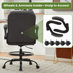JONPONY Drafting Chair Tall Office Chair for Standing Desk, Ergonomic High Office Chair with Adjustable Foot Ring, Flip-Up Armrests, Lumbar Support for Home office or Drawing Use ,Dark Gray
