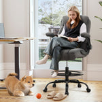 JONPONY Drafting Chair Tall Office Chair for Standing Desk, Ergonomic High Office Chair with Adjustable Foot Ring, Flip-Up Armrests, Lumbar Support for Home office or Drawing Use ,Dark Gray