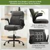 JONPONY Drafting Chair Tall Office Chair for Standing Desk, Ergonomic High Office Chair with Adjustable Foot Ring, Flip-Up Armrests, Lumbar Support for Home office or Drawing Use ,Dark Gray