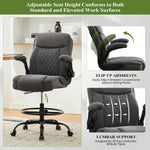 JONPONY Drafting Chair Tall Office Chair for Standing Desk, Ergonomic High Office Chair with Adjustable Foot Ring, Flip-Up Armrests, Lumbar Support for Home office or Drawing Use ,Dark Gray