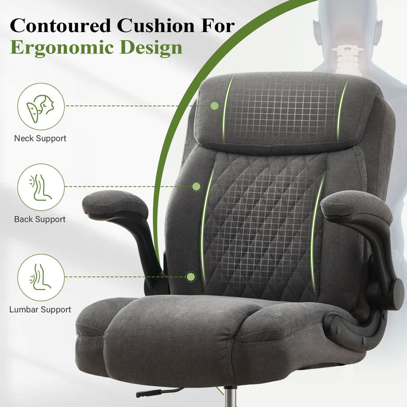 JONPONY Drafting Chair Tall Office Chair for Standing Desk, Ergonomic High Office Chair with Adjustable Foot Ring, Flip-Up Armrests, Lumbar Support for Home office or Drawing Use ,Dark Gray