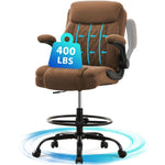 JONPONY Drafting Chair Tall Office Chair for Standing Desk, Ergonomic High Office Chair with Adjustable Foot Ring, Flip-Up Armrests, Lumbar Support for Home office or Drawing Use ,Dark Gray