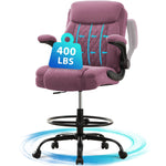 JONPONY Drafting Chair Tall Office Chair for Standing Desk, Ergonomic High Office Chair with Adjustable Foot Ring, Flip-Up Armrests, Lumbar Support for Home office or Drawing Use ,Dark Gray