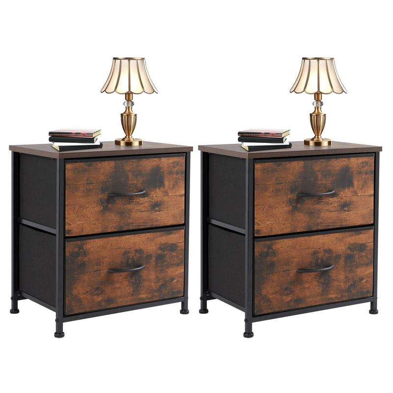 JONPONY Drawer Night Stand, 20" Height Small Bed Side Furniture End Table, Metal Frame and Wood Top, Mini Dresser for Bedroom, Closet, Entryway, College Dorm, Set of 2