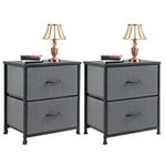 JONPONY Drawer Night Stand, 20" Height Small Bed Side Furniture End Table, Metal Frame and Wood Top, Mini Dresser for Bedroom, Closet, Entryway, College Dorm, Set of 2