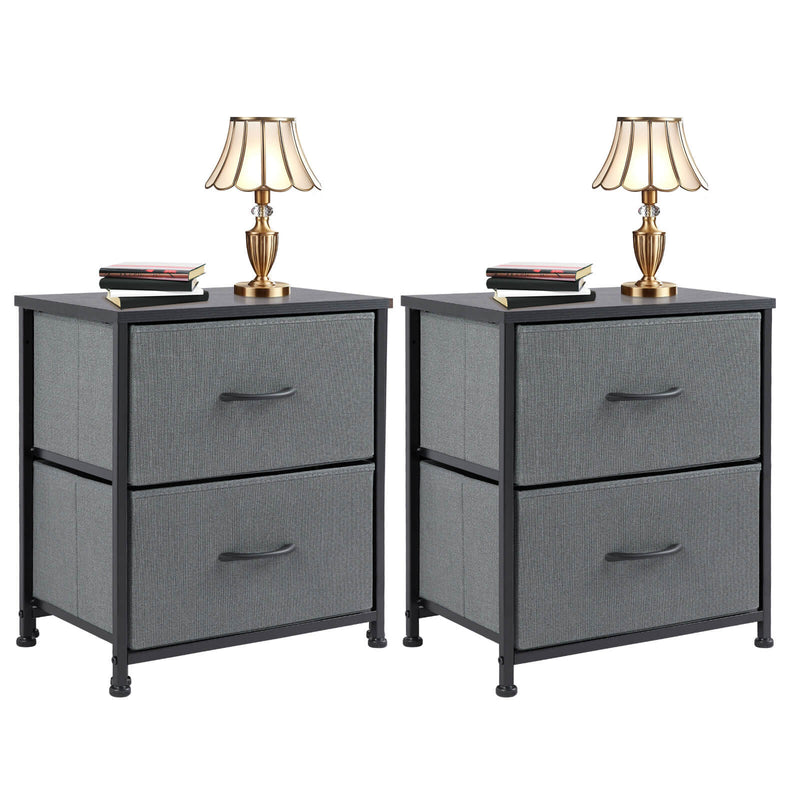 JONPONY Drawer Night Stand, 20" Height Small Bed Side Furniture End Table, Metal Frame and Wood Top, Mini Dresser for Bedroom, Closet, Entryway, College Dorm, Set of 2
