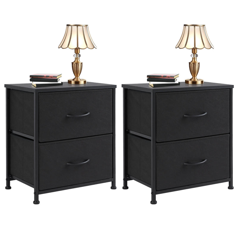 JONPONY Drawer Night Stand, 20" Height Small Bed Side Furniture End Table, Metal Frame and Wood Top, Mini Dresser for Bedroom, Closet, Entryway, College Dorm, Set of 2