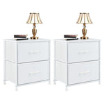 JONPONY Drawer Night Stand, 20" Height Small Bed Side Furniture End Table, Metal Frame and Wood Top, Mini Dresser for Bedroom, Closet, Entryway, College Dorm, Set of 2