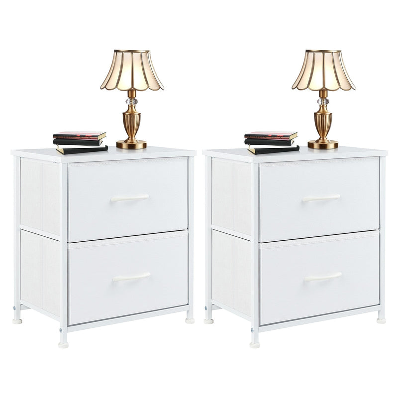 JONPONY Drawer Night Stand, 20" Height Small Bed Side Furniture End Table, Metal Frame and Wood Top, Mini Dresser for Bedroom, Closet, Entryway, College Dorm, Set of 2