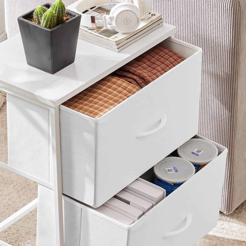 JONPONY Drawer Night Stand, 20" Height Small Bed Side Furniture End Table, Metal Frame and Wood Top, Mini Dresser for Bedroom, Closet, Entryway, College Dorm, Single Pack