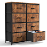JONPONY Dresser for Bedroom with 8 Drawers, Tall Fabric Storage Tower, Chest of Drawers with Wood Top, Sturdy Steel Frame for Closet, Living Room, Entryway