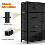 JONPONY Dresser for Bedroom with 8 Drawers, Tall Fabric Storage Tower, Chest of Drawers with Wood Top, Sturdy Steel Frame for Closet, Living Room, Entryway