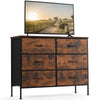 JONPONY Dresser TV Stand for Bedroom, 6 Drawer Fabric Storage Chest with Metal Frame & Wooden Top, Organizer for Closet & Living Room