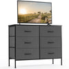 JONPONY Dresser TV Stand for Bedroom, 6 Drawer Fabric Storage Chest with Metal Frame & Wooden Top, Organizer for Closet & Living Room