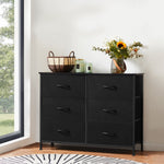 JONPONY Dresser TV Stand for Bedroom, 6 Drawer Fabric Storage Chest with Metal Frame & Wooden Top, Organizer for Closet & Living Room