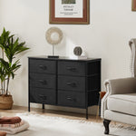 JONPONY Dresser TV Stand for Bedroom, 6 Drawer Fabric Storage Chest with Metal Frame & Wooden Top, Organizer for Closet & Living Room