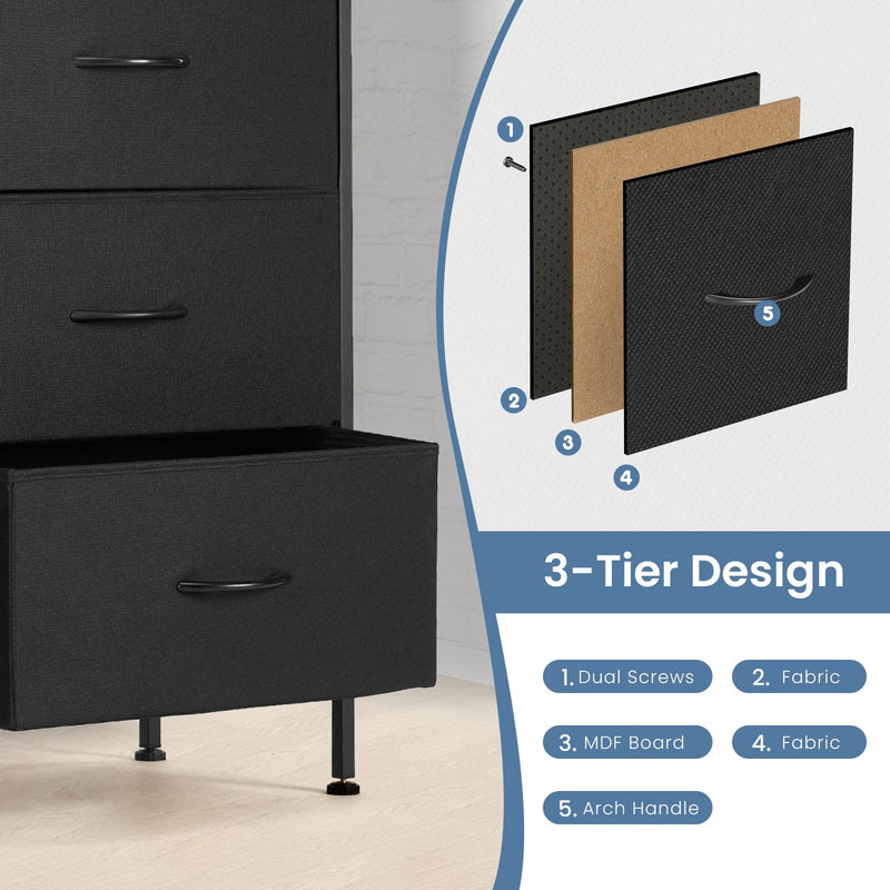 JONPONY Dresser TV Stand for Bedroom, 6 Drawer Fabric Storage Chest with Metal Frame & Wooden Top, Organizer for Closet & Living Room