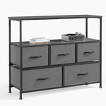 JONPONY Dresser TV Stand with 5 Fabric Drawers, Open Shelf Storage Unit for Bedroom, Living Room, Entertainment Center, Fits TV up to 45 Inch, Adjustable Feet