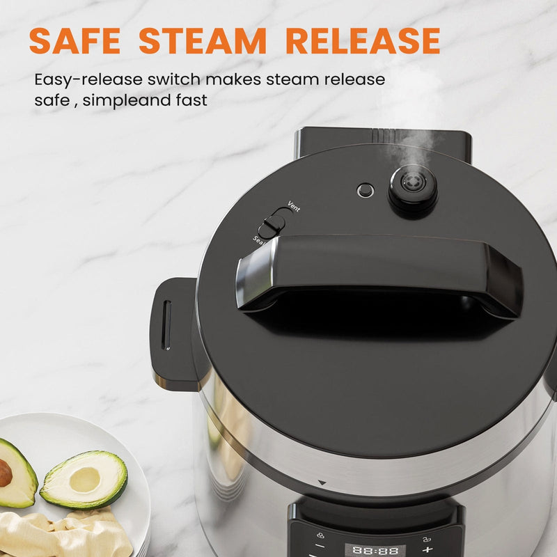 JONPONY Electric Pressure Cooker Stainless Steel Multi Cooker for Rice, Steamer, Yogurt Maker, Slow Cook, Saute, Meat Stew, Cake, Multigrain, Black