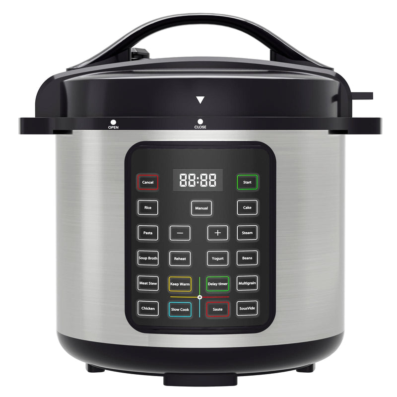 JONPONY Electric Pressure Cooker Stainless Steel Multi Cooker for Rice, Steamer, Yogurt Maker, Slow Cook, Saute, Meat Stew, Cake, Multigrain, Black