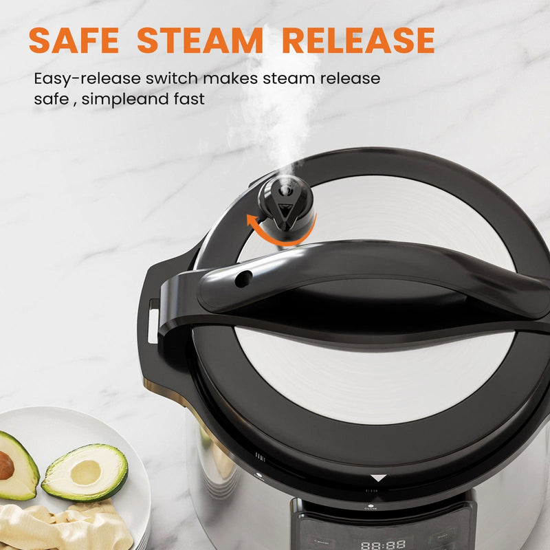 JONPONY Electric Pressure Cooker Stainless Steel Multi Cooker for Rice, Steamer, Yogurt Maker, Slow Cook, Saute, Meat Stew, Cake, Multigrain, Black