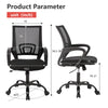 JONPONY Ergonomic Office Chair, Lumbar Support, Adjustable Height with Armrests for Adults
