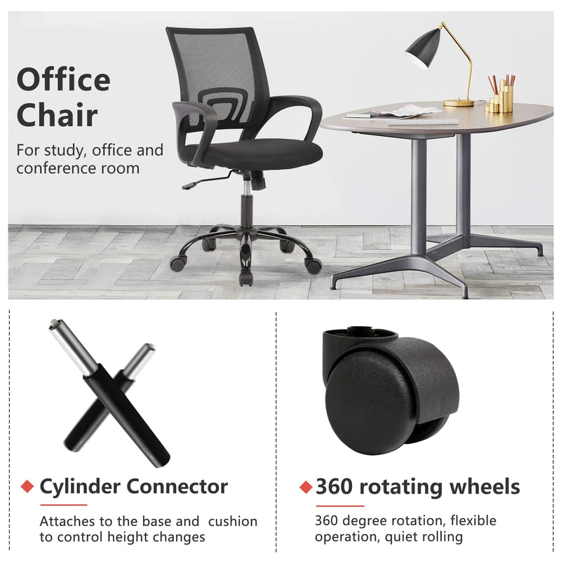 JONPONY Ergonomic Office Chair, Lumbar Support, Adjustable Height with Armrests for Adults