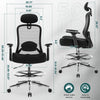 JONPONY Ergonomic Tall Drafting Chair 500Lbs, Mesh Executive Tall Office Chair, High Back Standing Desk Chair with Adjustable Headrest, Back, Arm & Foot Ring