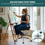 JONPONY Ergonomic Tall Drafting Chair 500Lbs, Mesh Executive Tall Office Chair, High Back Standing Desk Chair with Adjustable Headrest, Back, Arm & Foot Ring