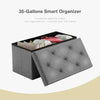 JONPONY Folding Storage Ottoman Bench, Linen Fabric, Footrest, End of Bed Storage, with Divider for Living Room, Bedroom, Entryway, Gray