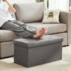 JONPONY Folding Storage Ottoman Bench, Linen Fabric, Footrest, End of Bed Storage, with Divider for Living Room, Bedroom, Entryway, Gray