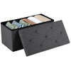 JONPONY Folding Storage Ottoman Bench, Linen Fabric, Footrest, End of Bed Storage, with Divider for Living Room, Bedroom, Entryway, Gray