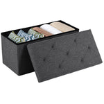 JONPONY Folding Storage Ottoman Bench, Linen Fabric, Footrest, End of Bed Storage, with Divider for Living Room, Bedroom, Entryway, Gray