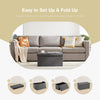 JONPONY Folding Storage Ottoman Bench, Linen Fabric, Footrest, End of Bed Storage, with Divider for Living Room, Bedroom, Entryway, Gray