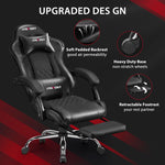 JONPONY Gaming Chair Office Chair Grass twill PU Leather with Footrest & Adjustable Headrest, Black