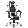 JONPONY Gaming Chair Office Chair Grass twill PU Leather with Footrest & Adjustable Headrest, Black