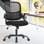 JONPONY High Back Mesh Office Chair with Adjustable Height ,Ergonomic Design Lumbar Support,Flip-up Armrests and Swivel Function for Home Office Gaming Computer Desk (Black)