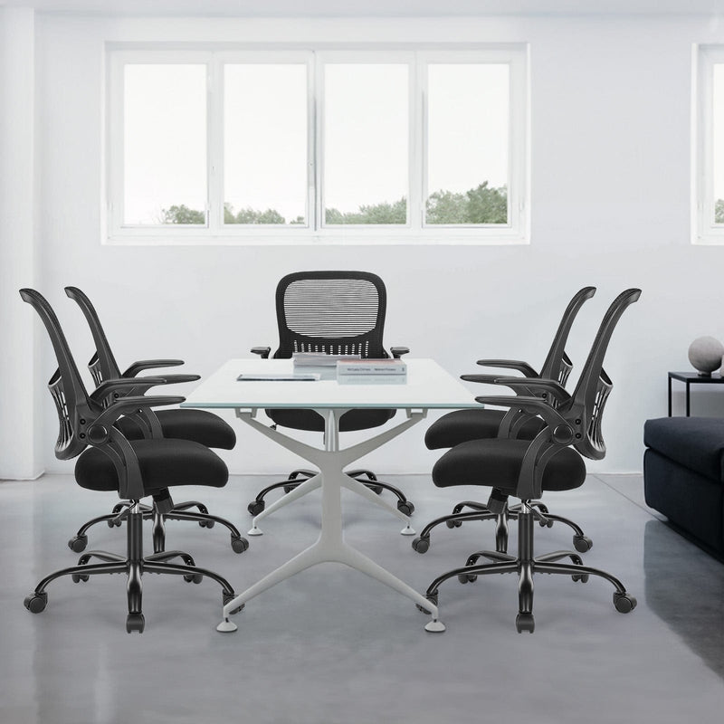 JONPONY High Back Mesh Office Chair with Adjustable Height ,Ergonomic Design Lumbar Support,Flip-up Armrests and Swivel Function for Home Office Gaming Computer Desk (Black)